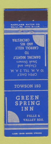Matchbook Cover - Green Spring Inn Baltimore MD