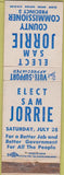 Matchbook Cover - Sam Jorrie County Commissioner San Antonio TX