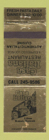 Matchbook Cover - Casa Italiana Restaurant Kauai Hawaii WEAR