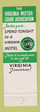 Matchbook Cover - Jefferson Motel Warrenton VA