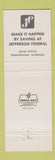 Matchbook Cover - Jefferson Federal Savings Thomas Jefferson Birmingham AL
