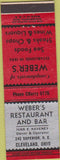 Matchbook Cover - Weber's Restaurant Bar Cleveland OH