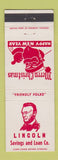 Matchbook Cover - Lincoln Savings and Loan Christmas Abraham Chicago?