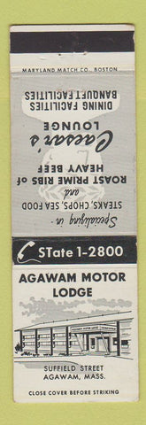 Matchbook Cover - Agawam Motor Lodge Agawam MA Caesar's Lounge