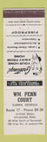 Matchbook Cover - Wm Penn Court Motel Darien GA