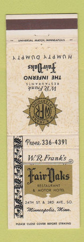 Matchbook Cover - Fair Oaks Restaurant Minneapolis MN
