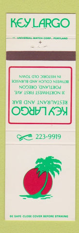 Matchbook Cover - Key Largo Restaurant Bar Portland OR