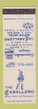 Matchbook Cover - Caballero Motor Hotel El Paso TX Best Western