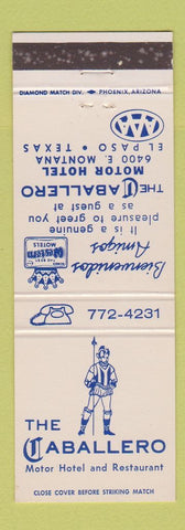 Matchbook Cover - Caballero Motor Hotel El Paso TX Best Western