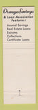 Matchbook Cover - Orange Savings and Loan Orange CA San Clemente