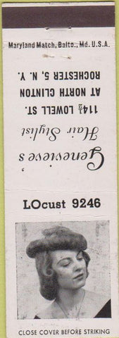 Matchbook Cover - Genevieve's Hair Salon Rochester NY girlie