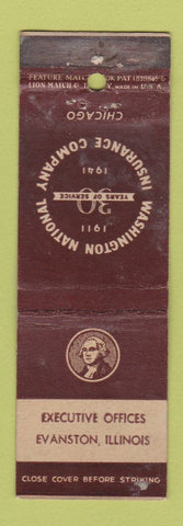 Matchbook Cover - Washington National Insurance Evanston IL 1941 feature WEAR