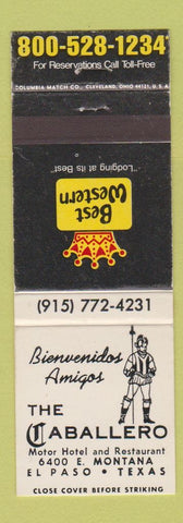 Matchbook Cover - Caballero Motor Hotel El Paso TX Best Western