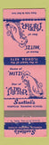 Matchbook Cover - Santini's Dolphin Training Marathon FL Mitzi Flipper TV