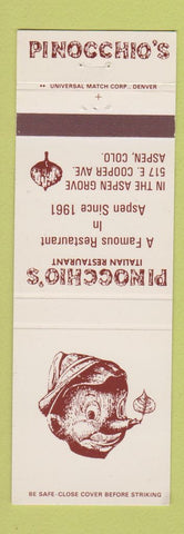 Matchbook Cover - Pinocchio's Italian Restaurant Aspen Colorado