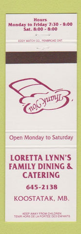 Matchbook Cover - Loretta Lynn's Family Dining Catering Koostatak MB
