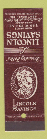 Matchbook Cover - Lincoln Savings Cleveland OH