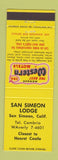 Matchbook Cover - San Simeon Lodge CA Hearst Castle Best Western