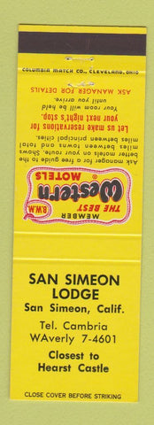 Matchbook Cover - San Simeon Lodge CA Hearst Castle Best Western