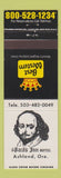 Matchbook Cover - Best Western Bard's Inn Motel Ashland OR