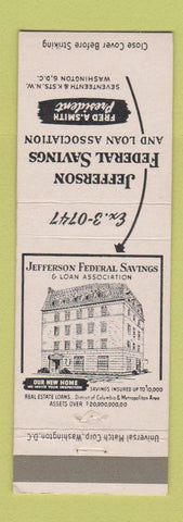 Matchbook Cover - Jefferson Federal Savings Washington DC
