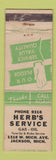 Matchbook Cover - Herb's oil gas Jackson MI WORN