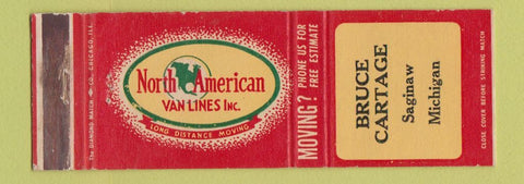 Matchbook Cover - North American Van Lines Bruce Cartage Saginaw MI