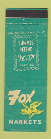 Matchbook Cover - Fox Markets Grocery S&H Green Stamps