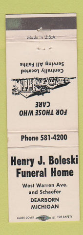 Matchbook Cover - Henry J Boleski Funeral Home Dearborn MI