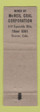 Matchbook Cover - Sterling Coal Elk Denver Colorado McNeil WEAR