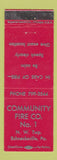Matchbook Cover - Community Fire Company Schnecksville PA