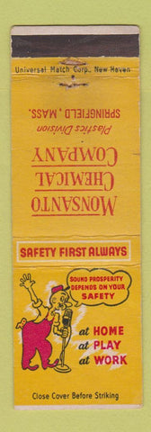 Matchbook Cover - Monsanto Chemical Springfield MA safety WORN