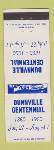 Matchbook Cover - Dunnville Centennial 1960 ON