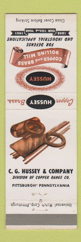 Matchbook Cover - CG Hussey Copper Brass Rolling Mill Pittsburgh PA