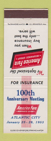 Matchbook Cover - America Fore Insurance Group Atlantic City NJ 1953