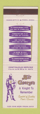 Matchbook Cover - Sir George's Restaurant Phoenix Mesa Tucson Yuma AZ