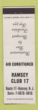 Matchbook Cover - Ramsey Club 17 Ramsey NJ