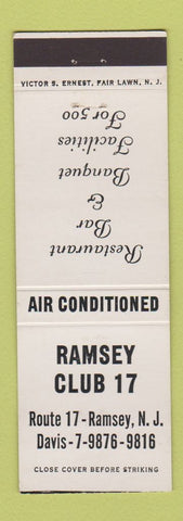 Matchbook Cover - Ramsey Club 17 Ramsey NJ