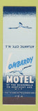 Matchbook Cover - Lombardy Motel Atlantic City NJ
