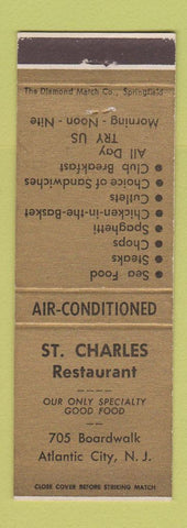 Matchbook Cover - St Charles Restaurant Atlantic City NJ