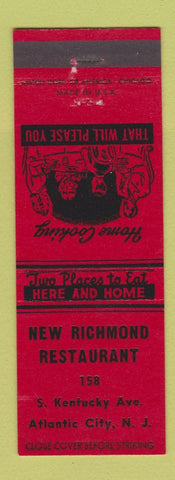 Matchbook Cover - New Richmond Restaurant Atlantic City NJ