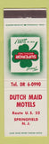 Matchbook Cover - Dutch Maid Motel Springfield NJ