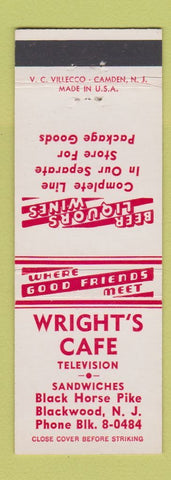 Matchbook Cover - Wright's Cafe Blackwood NJ