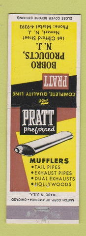 Matchbook Cover - Pratt Mufflers Bobro Newark NJ