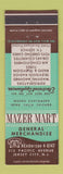 Matchbook Cover - Mazer Mart General Merchandise Jersey City NJ
