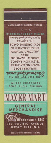Matchbook Cover - Mazer Mart General Merchandise Jersey City NJ