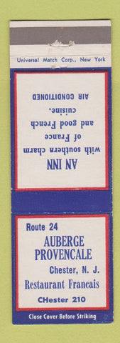 Matchbook Cover - Auberge Provencale Chester NJ French Restaurant