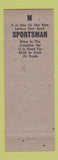 Matchbook Cover - The Sportsman Sporting Goods Guns Newark NJ