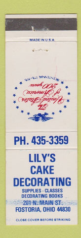 Matchbook Cover - Lily's Cake Decorating Fostoria OH 1976 WEAR