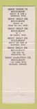 Matchbook Cover - Heins oil gas Oshkosh Fond Du Lac Richfield De Forest WI
